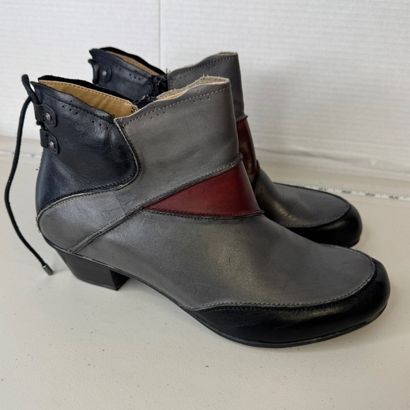 Aetrex Lagenlook Colorblock Leather Arch Support Comfort Ankle Boots Size 9M - Picture 10 of 13